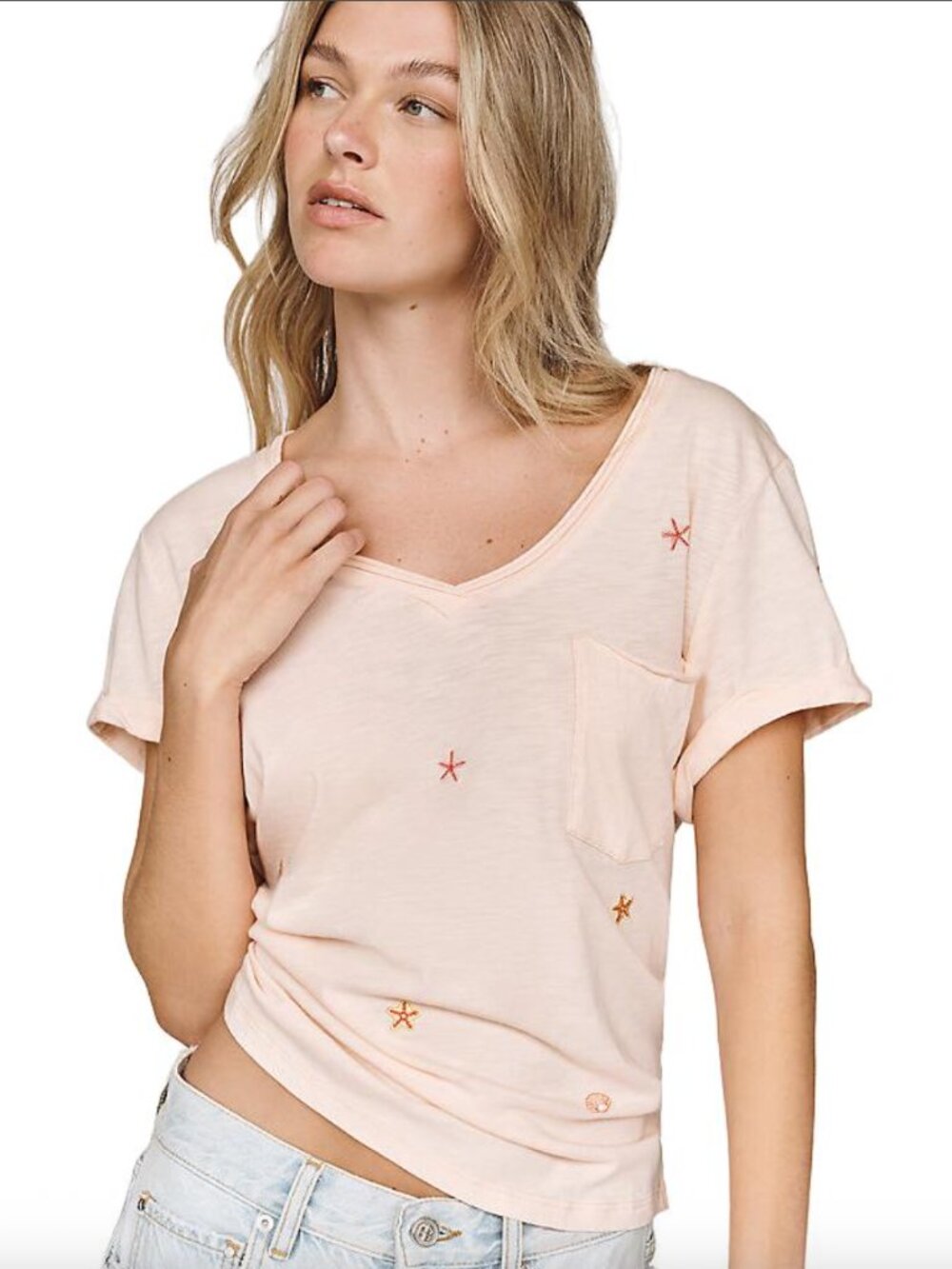 NWT Anthropologie Pilcro Quinn Drapey V-Neck Tee